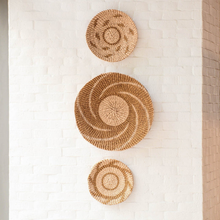 Natural + Brown Wall Baskets, Small - Round Wall Baskets | LIKHÂ by LIKHÂ