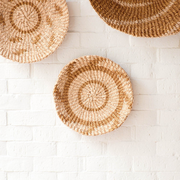 Natural + Brown Wall Baskets, Small - Round Wall Baskets | LIKHÂ by LIKHÂ