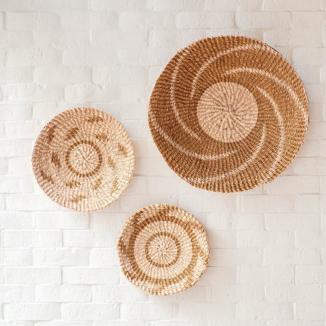 Natural + Brown Wall Baskets, Small - Round Wall Baskets | LIKHÂ by LIKHÂ