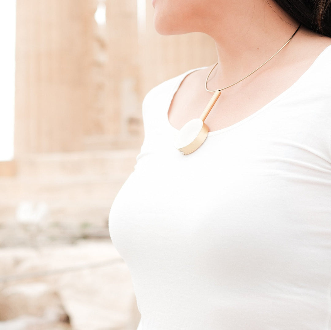 White Statement Necklace - Handmade Choker Pendula | LIKHÂ by LIKHÂ