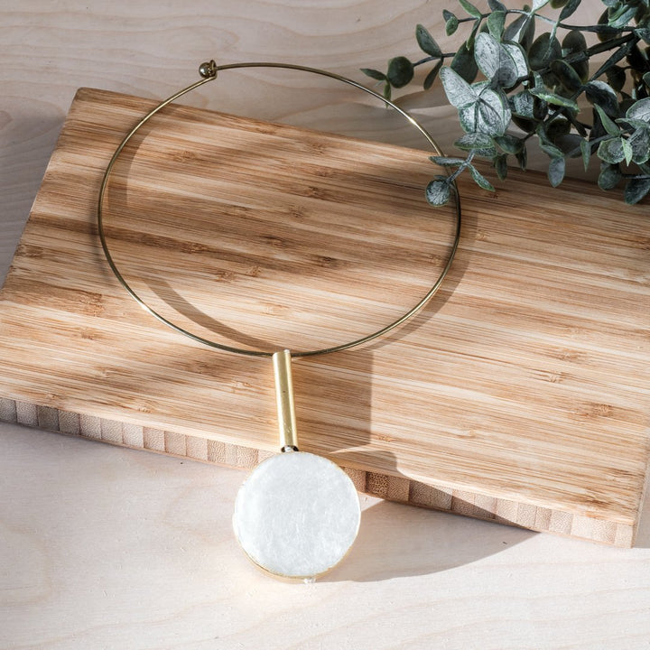 White Statement Necklace - Handmade Choker Pendula | LIKHÂ by LIKHÂ