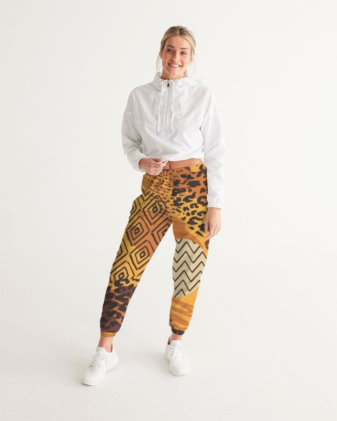 Womens Track Pants - Brown Autumn Graphic Sports Pants