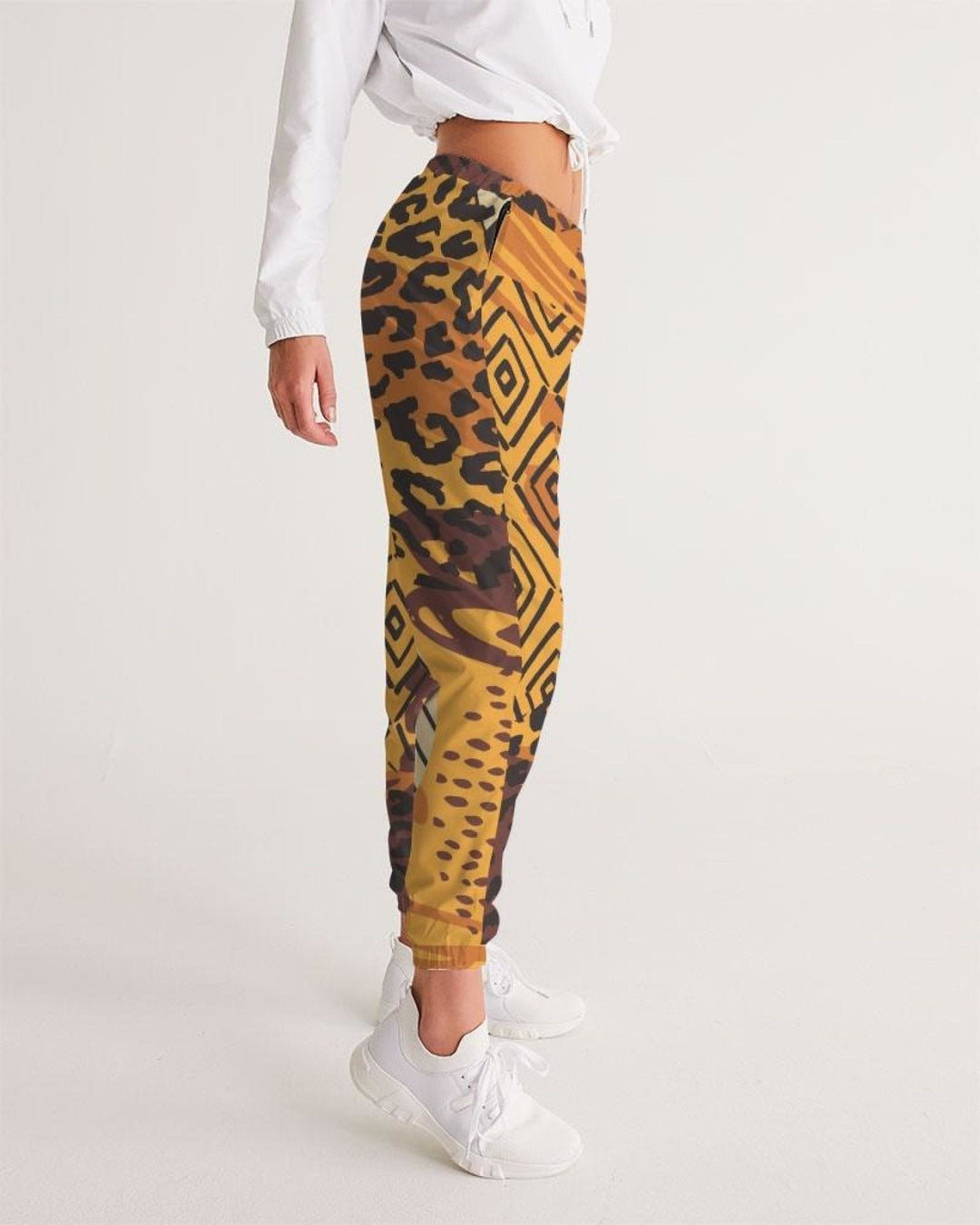 Womens Track Pants - Brown Autumn Graphic Sports Pants