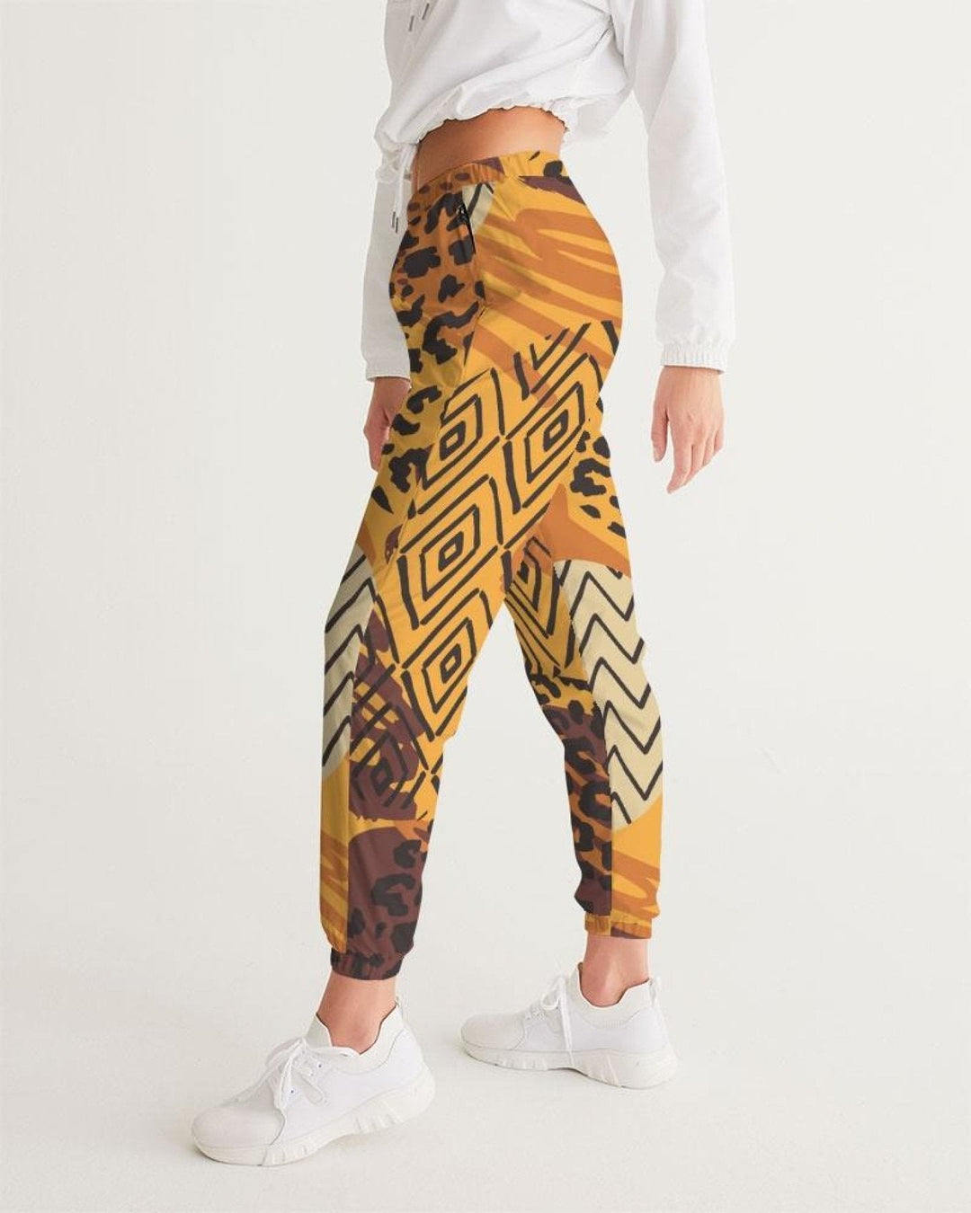 Womens Track Pants - Brown Autumn Graphic Sports Pants