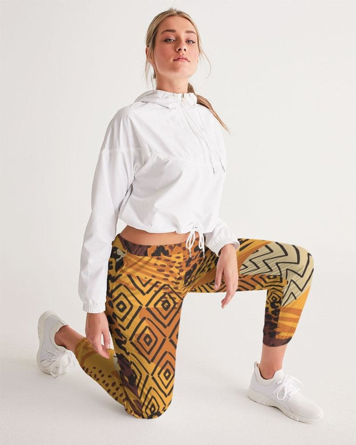 Womens Track Pants - Brown Autumn Graphic Sports Pants