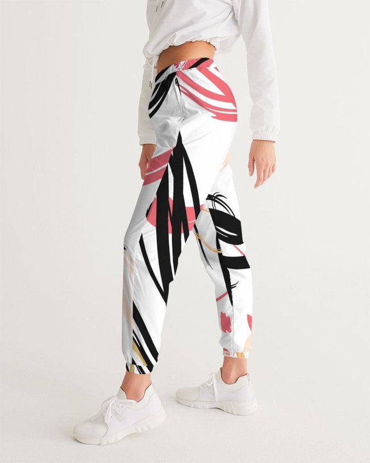 Women's Track Pants - White Multicolor Graphic Sports Pants