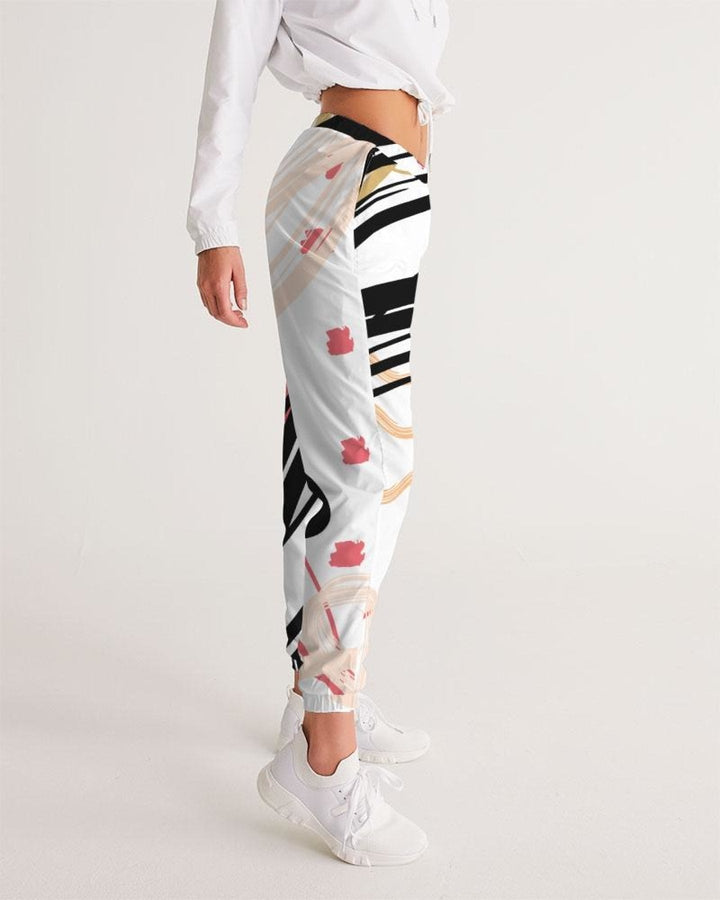 Women's Track Pants - White Multicolor Graphic Sports Pants