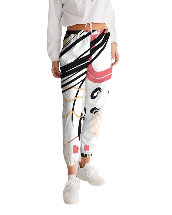 Women's Track Pants - White Multicolor Graphic Sports Pants