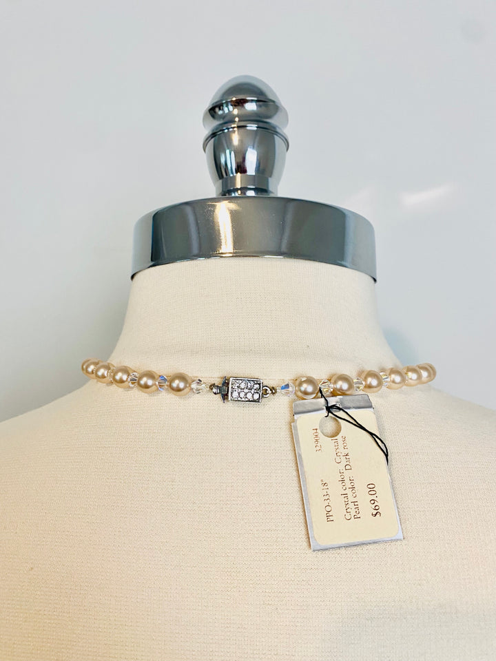 Pearl and Crystal Choker Necklace by Giavan