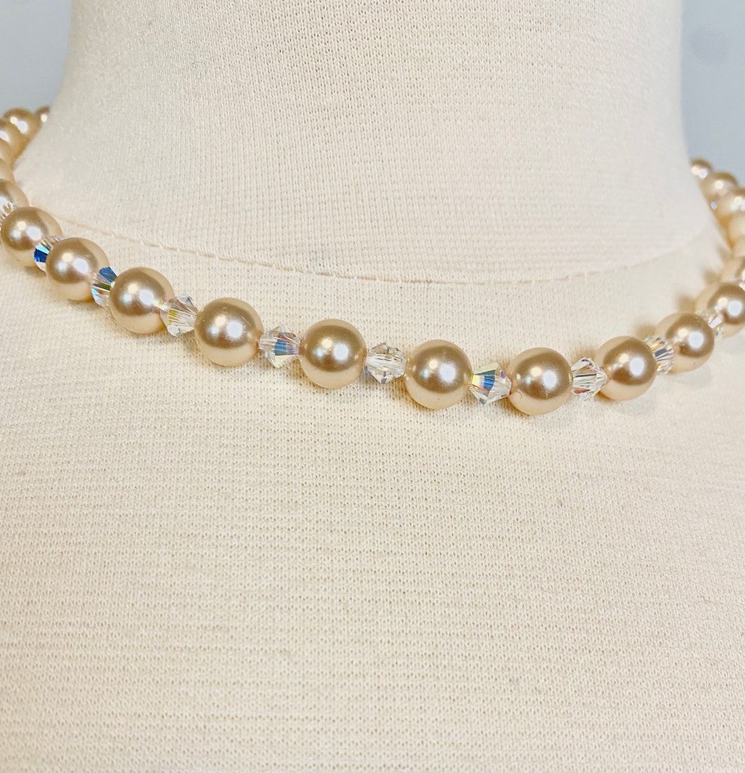 Pearl and Crystal Choker Necklace by Giavan