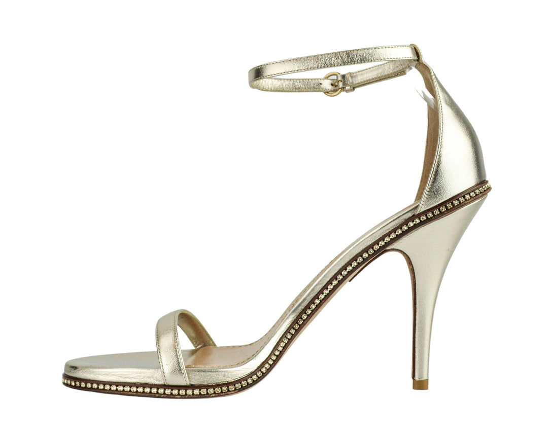 Valentino Metallic Silver Crystal Embellished Sandals Size 10 (IT 40)