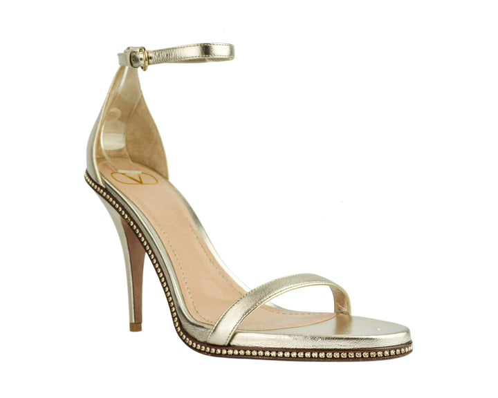 Valentino Metallic Silver Crystal Embellished Sandals Size 10 (IT 40)